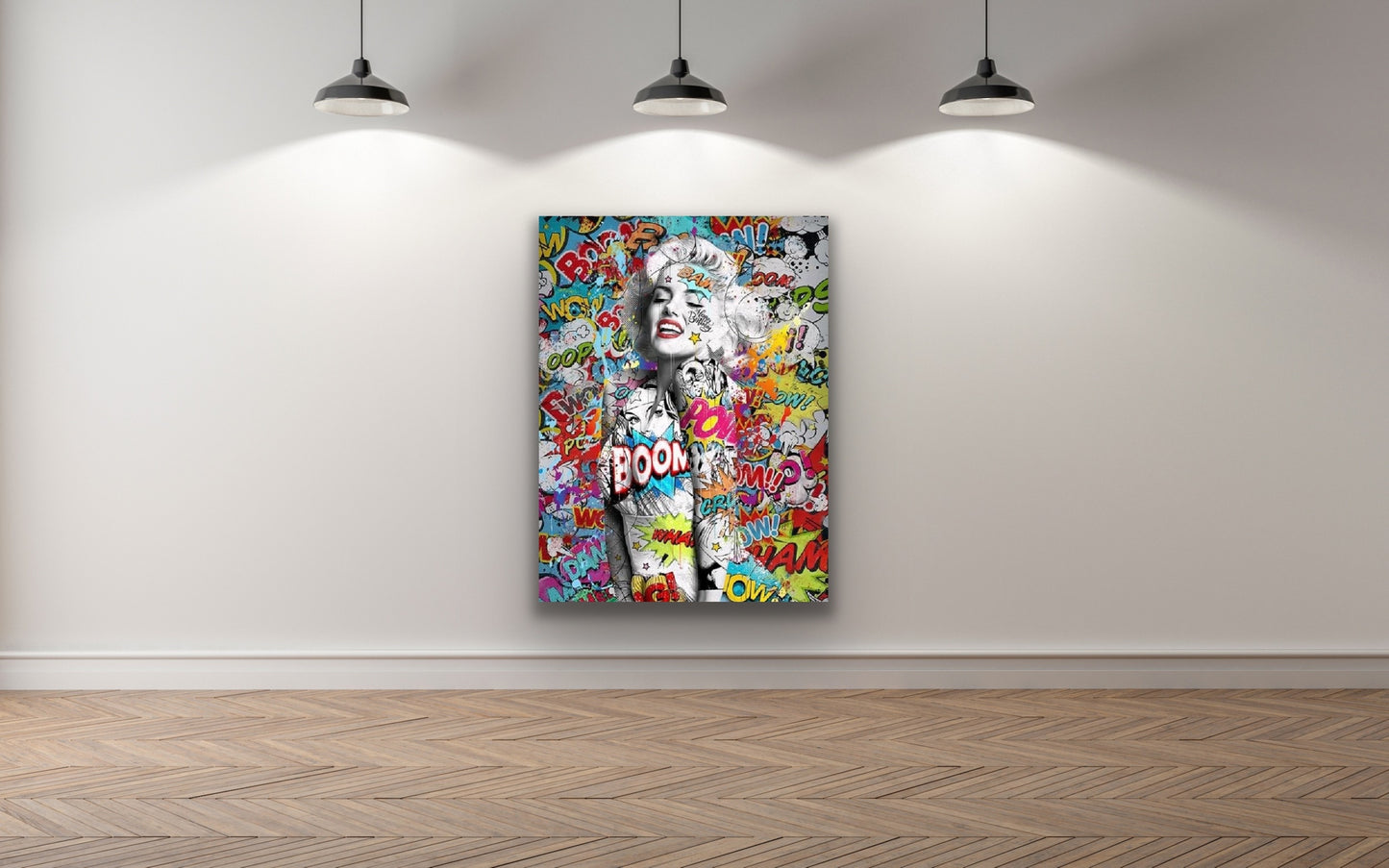 Marilyn Monroe is featured in a vibrant art pop canvas. A stunning and timeless addition to any home or office decor. Vivid and expertly crafted to make an impression.