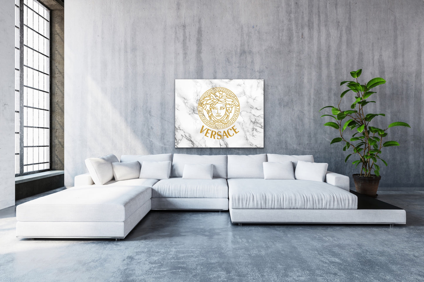 This luxurious product features a white marbled backdrop adorned with a golden logo for a classy appearance.